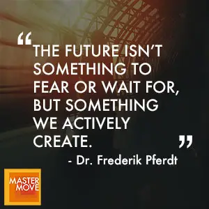 Quote from Frederik Pferdt on innovation and future-focused leadership.